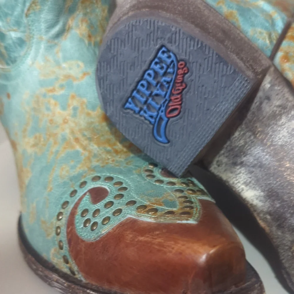 Brown and Blue Western Boots - Picture 2 of 6